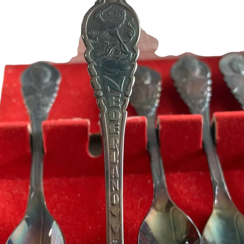 Sola Pleet Spoons Set of 6 in Box Nederland Netherlands Demitasse Unpolished